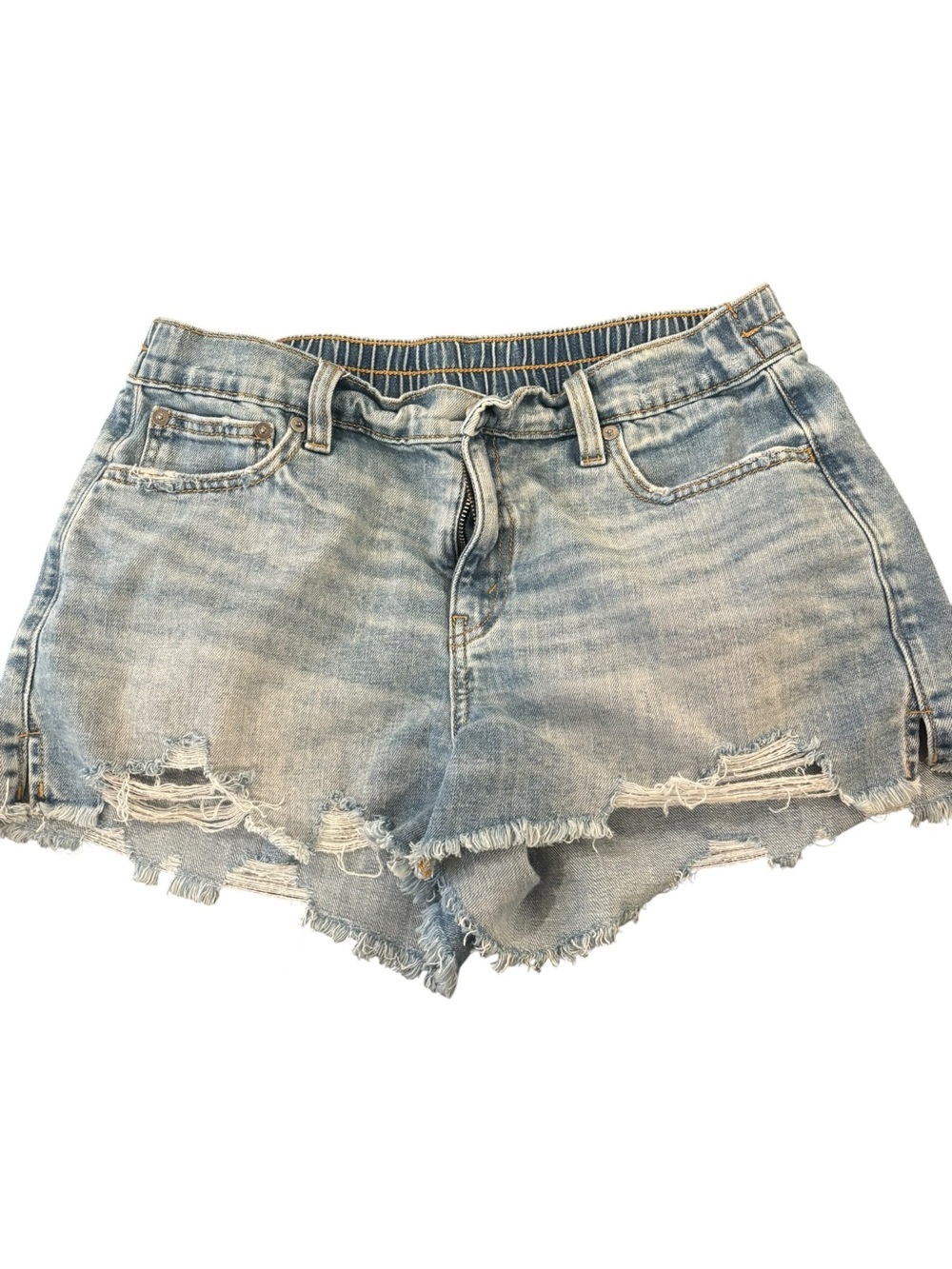 aerie Light Wash Distressed Denim Shorts